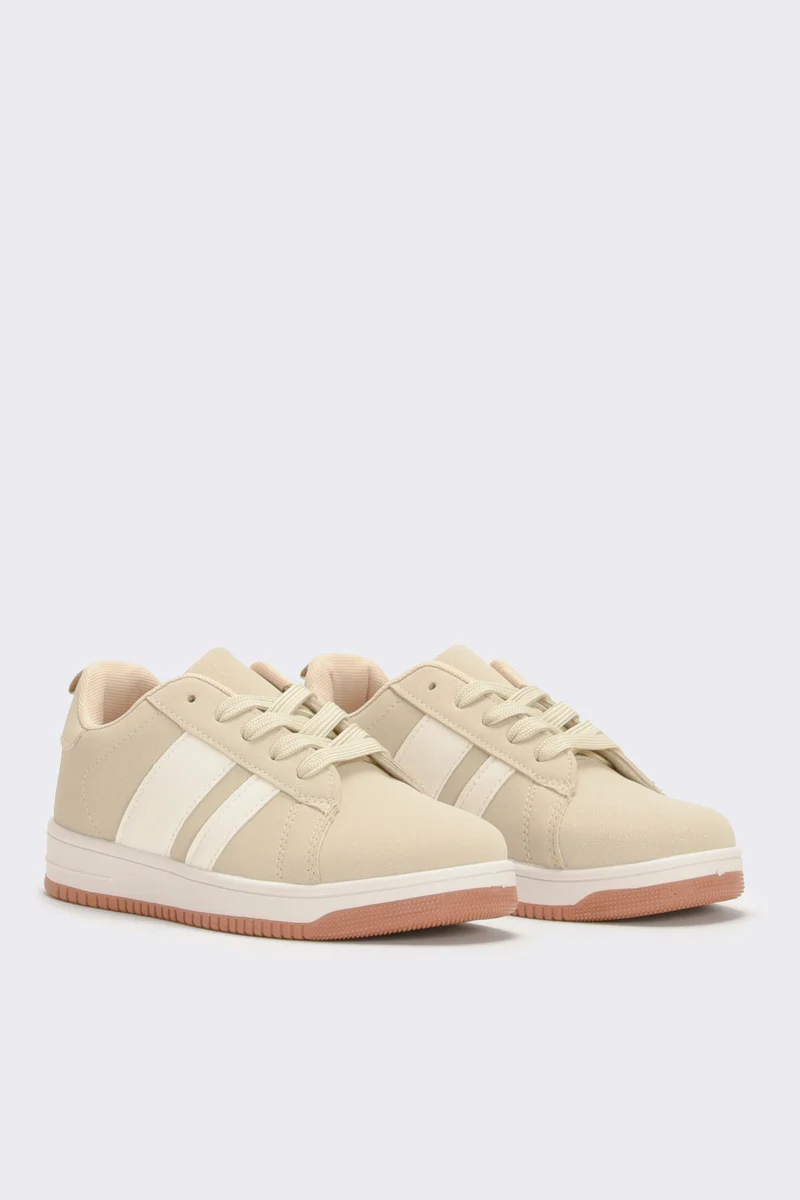 Sneakers da bambina con riporti - Beige