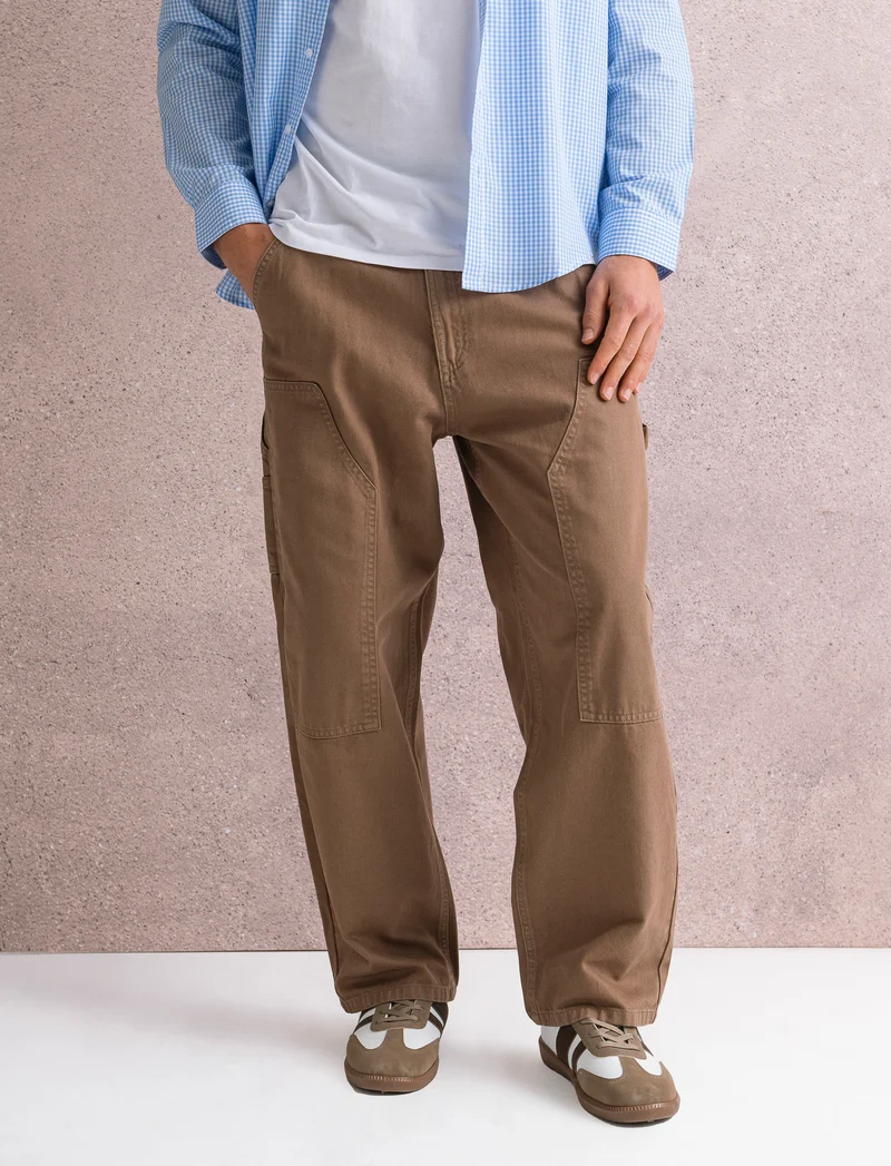 PANTALONE DENIM CARPENTER BAGGY FIT - Grigio fango