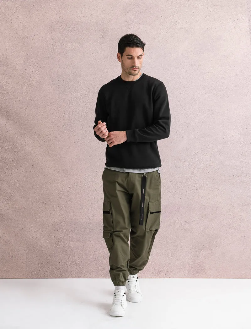 PANTALONI CARGO FIT CON ACCESSORIO - Verde militare