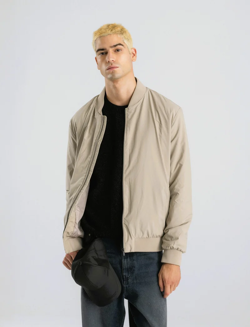 BOMBER BASIC IN TESSUTO TECNICO - Beige