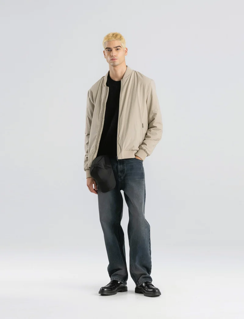 BOMBER BASIC IN TESSUTO TECNICO - Beige