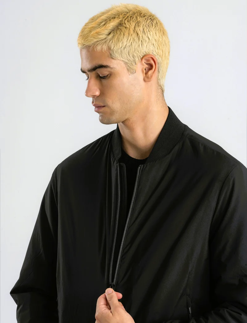 BOMBER BASIC IN TESSUTO TECNICO - Nero