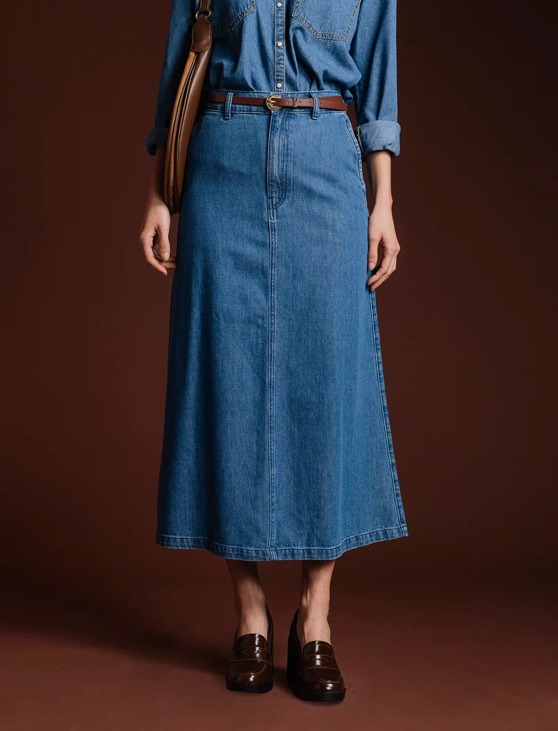 Gonna lunga in denim - Denim chiaro