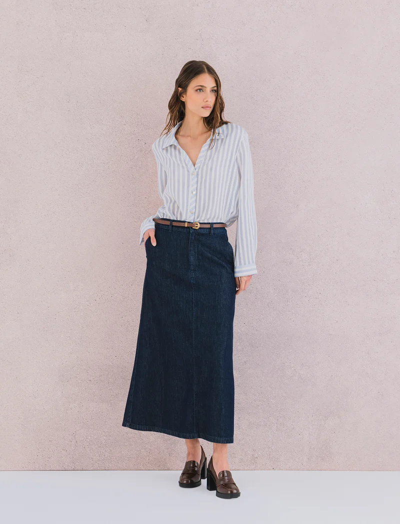 Gonna lunga in denim - DENIM SCURO