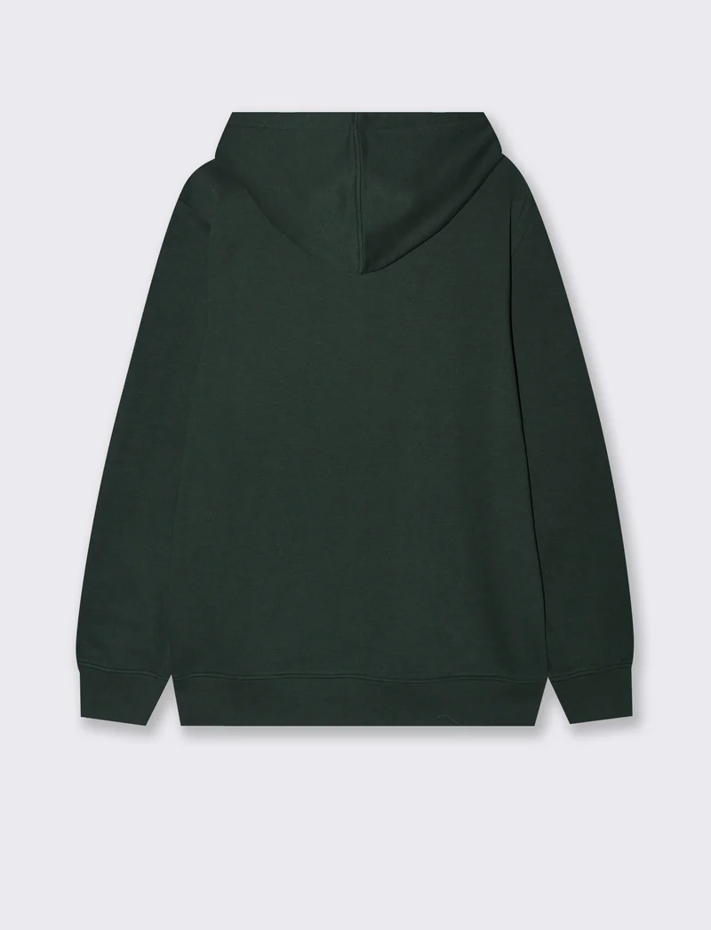FELPA BASIC CON CAPPUCCIO - Verde scuro