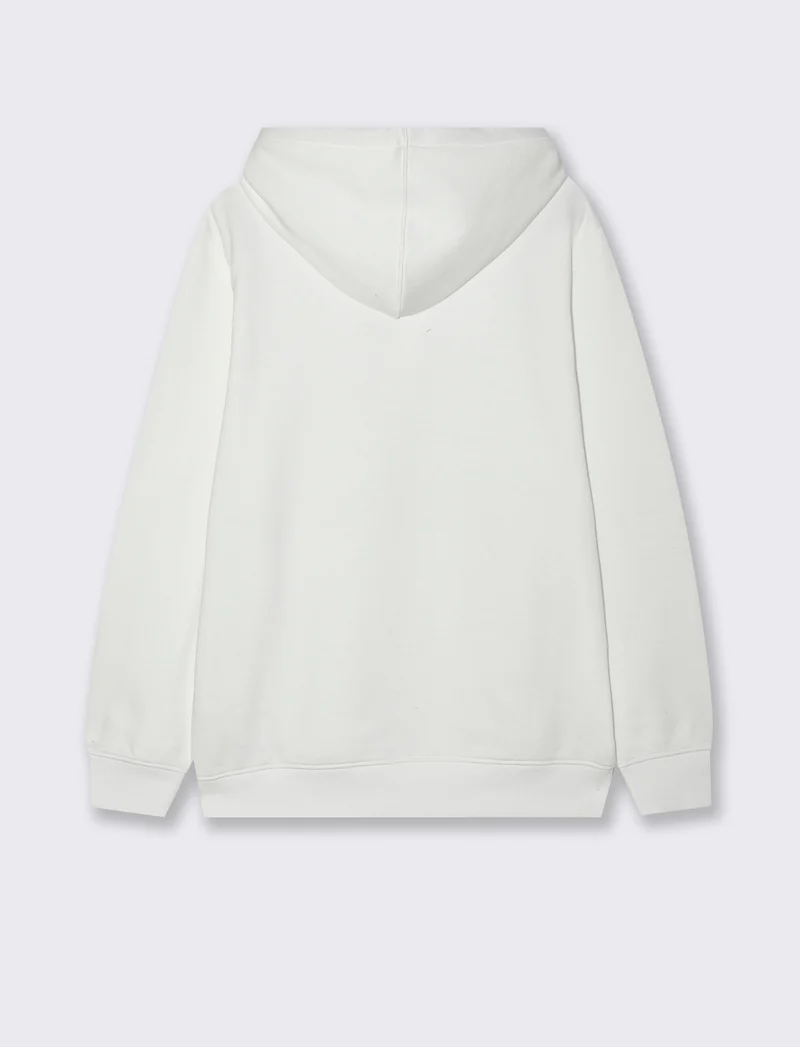 FELPA BASIC CON CAPPUCCIO - Bianco