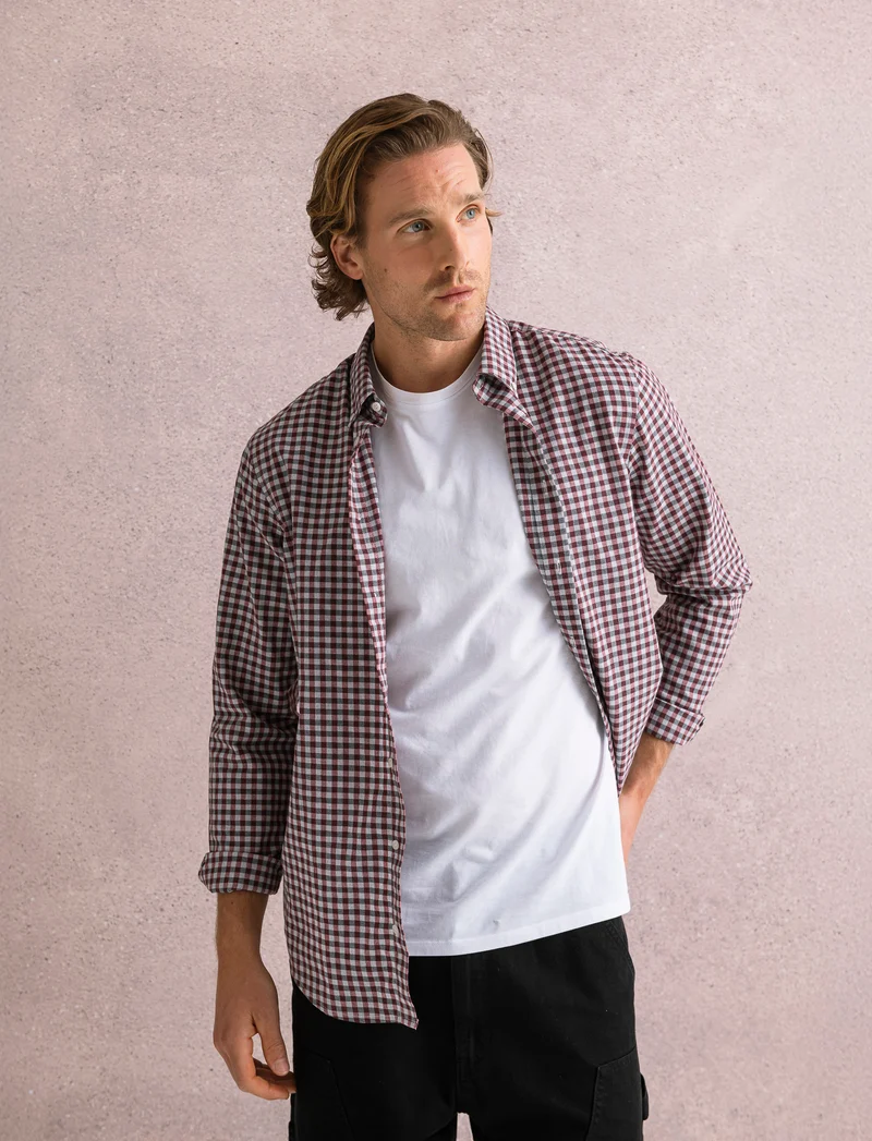 CAMICIA FANTASIA A QUADRI - Bordeaux