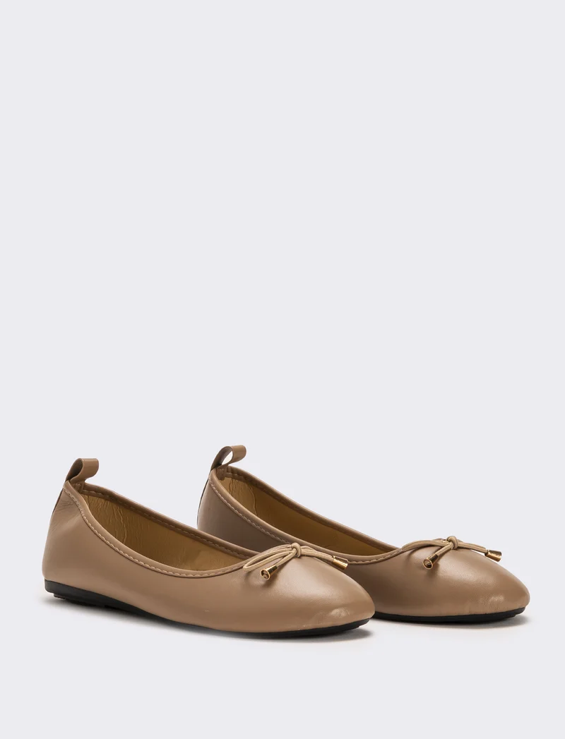 Ballerina con fiocco da donna - Grigio fango