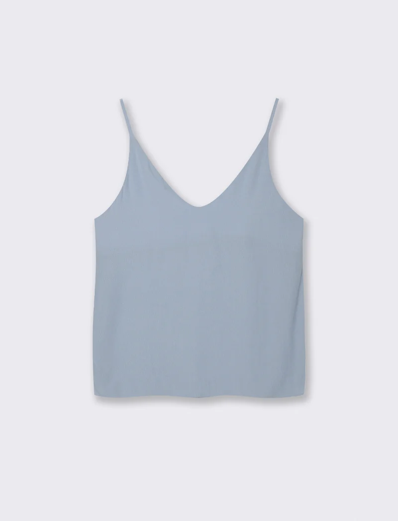 TOP CON SCOLLO A V - Celeste