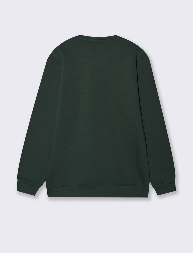 FELPA BASIC GIROCOLLO - Verde scuro