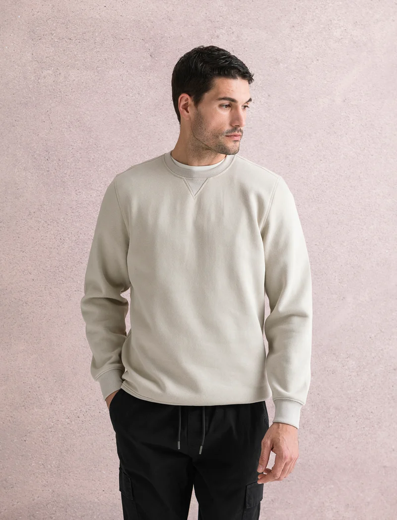 FELPA BASIC GIROCOLLO - Grigio ghiaccio