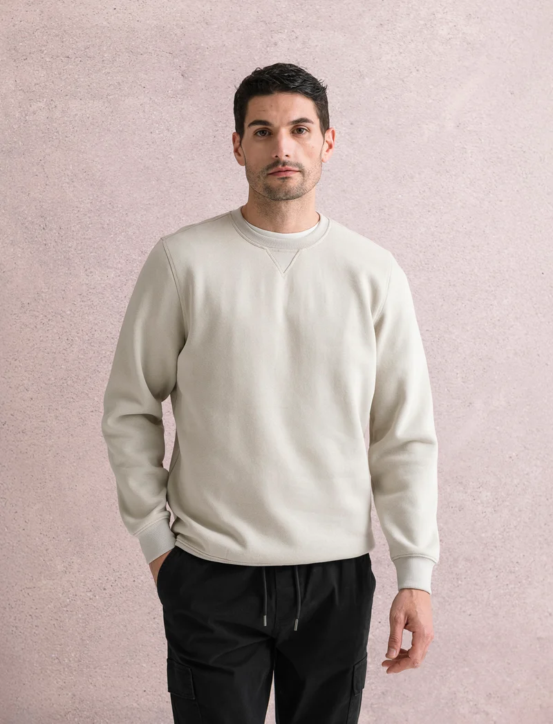 FELPA BASIC GIROCOLLO - Grigio ghiaccio