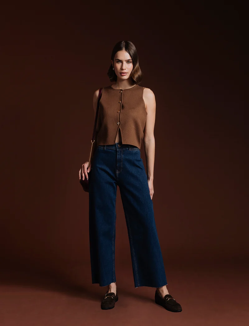 PANTALONE CROP - DENIM SCURO