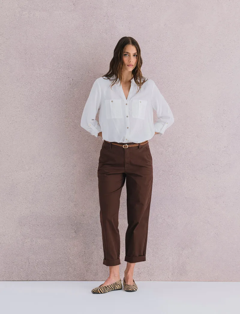 PANTALONE CHINO - Marrone cioccolato