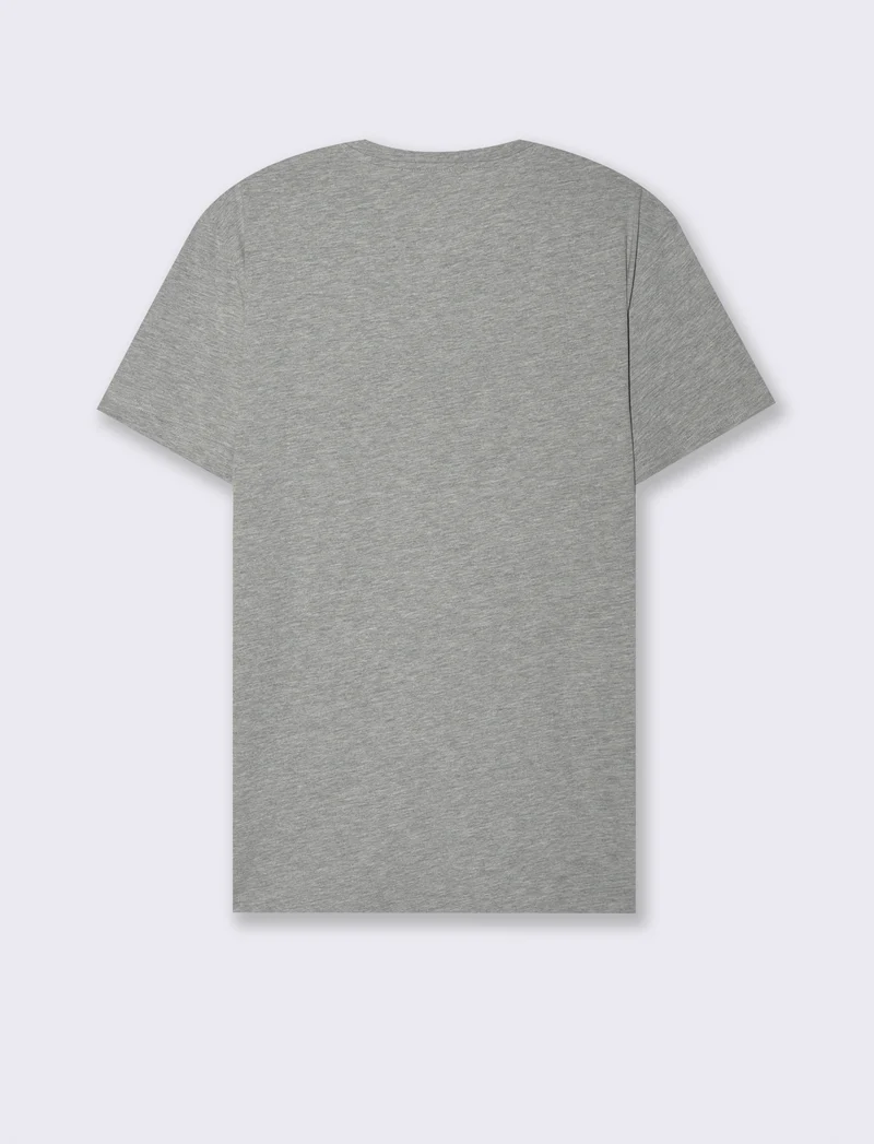 T-SHIRT IN COTONE CON STAMPA FLOCK - Grigio mel.