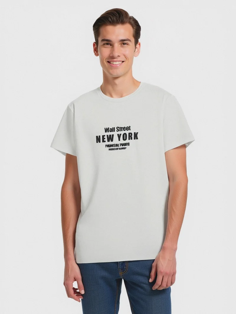 T-SHIRT IN COTONE CON STAMPA FLOCK - Bianco