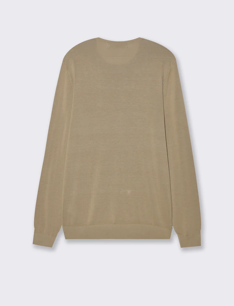 MAGLIA BASIC IN PURO COTONE - Beige