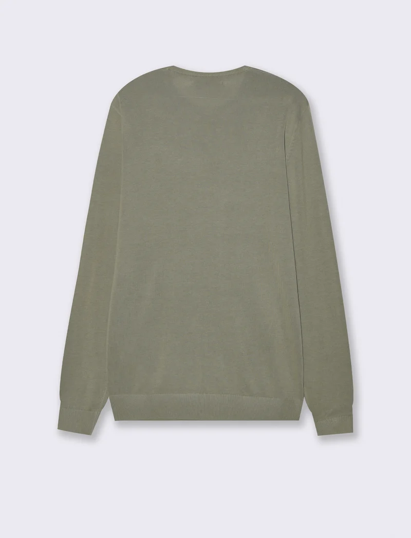 MAGLIA BASIC IN PURO COTONE - Verde salvia