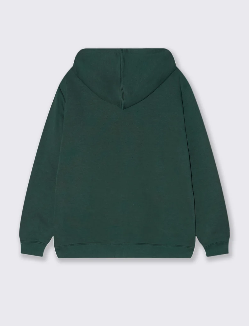FELPA BASIC CON CAPPUCCIO E CERNIERA - Verde scuro