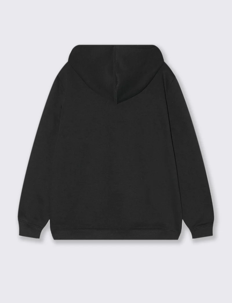 FELPA BASIC CON CAPPUCCIO E CERNIERA - Nero