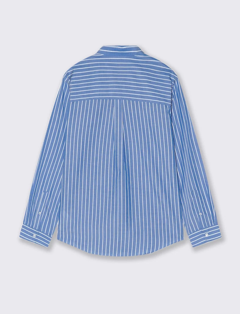 CAMICIA FANTASIA A RIGHE - Celeste