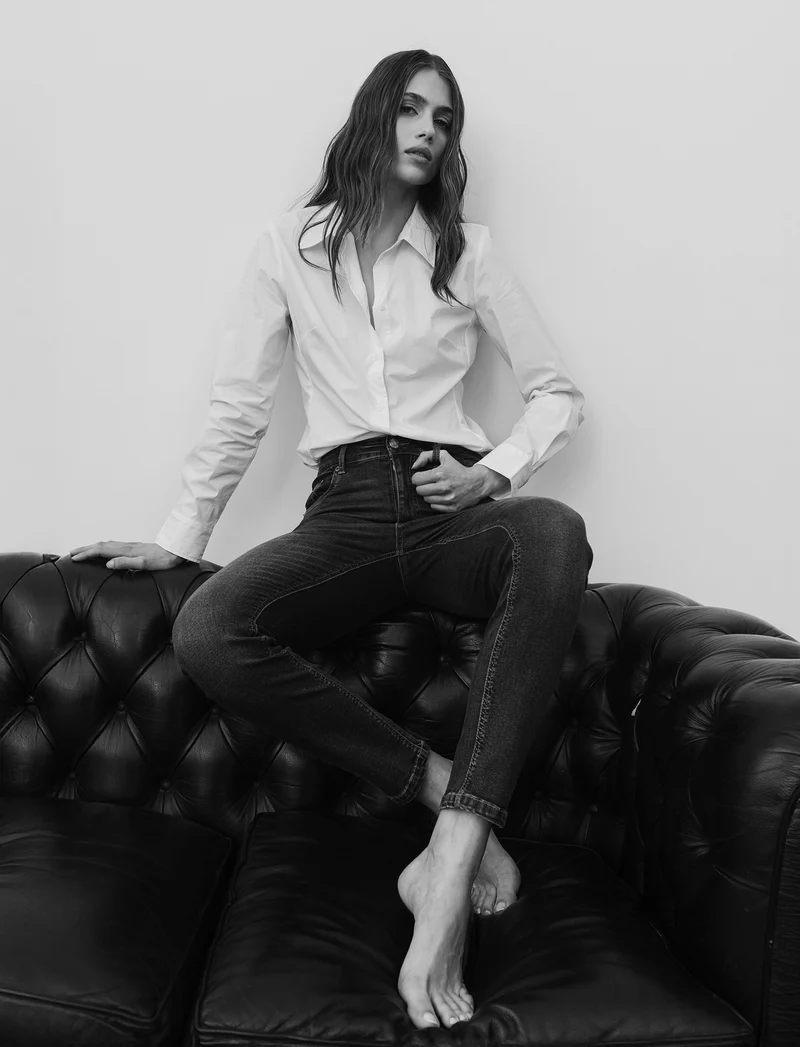 JEANS SKYNNY VITA ALTA - DENIM SCURO