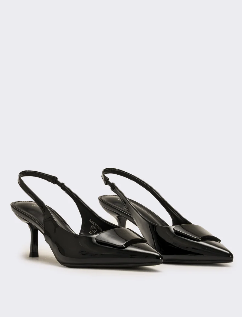 Slingback in vernice da donna - Nero