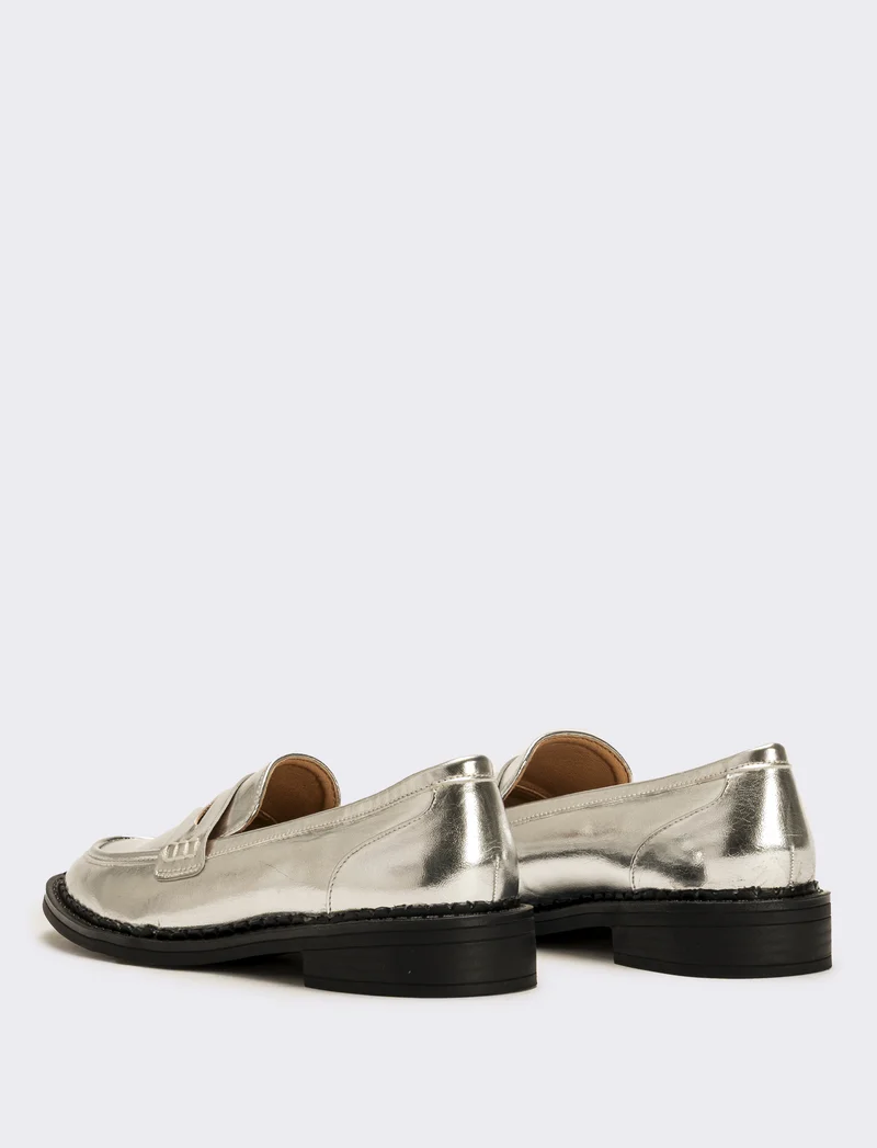Mocassino argentato da donna - Argento