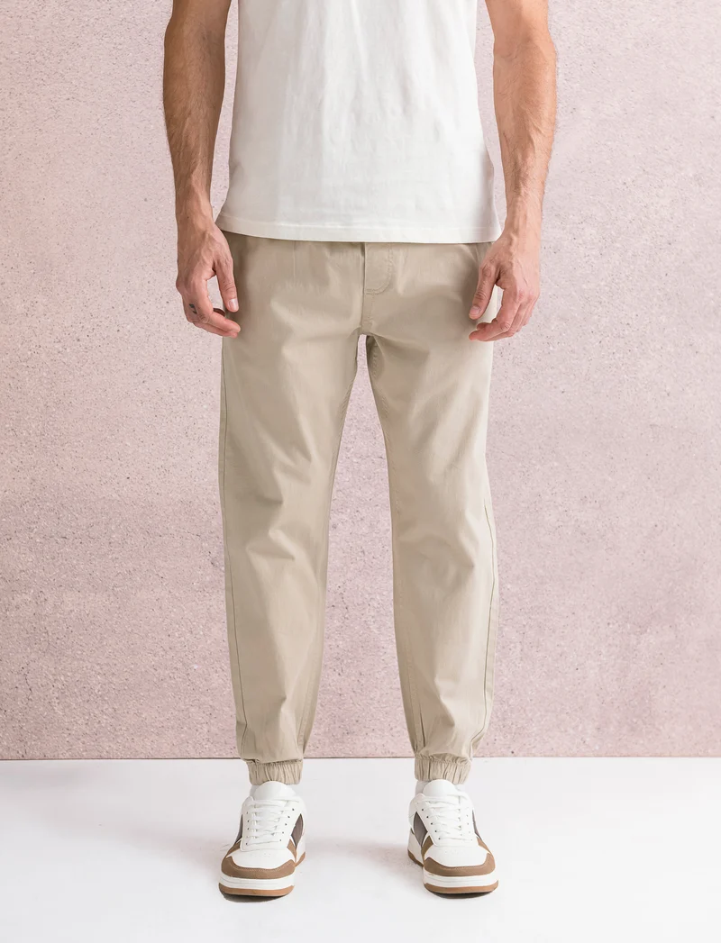 PANTALONI CON VITA JOGGER - Beige