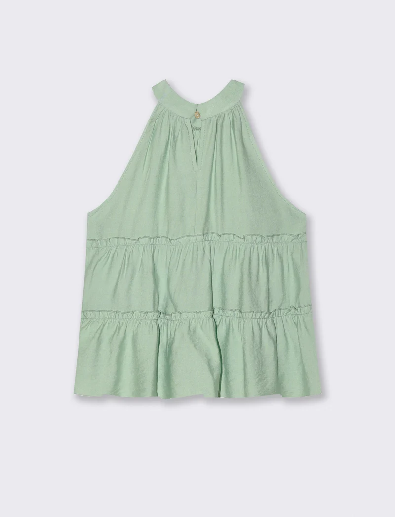 Top con rouches - Verde acqua