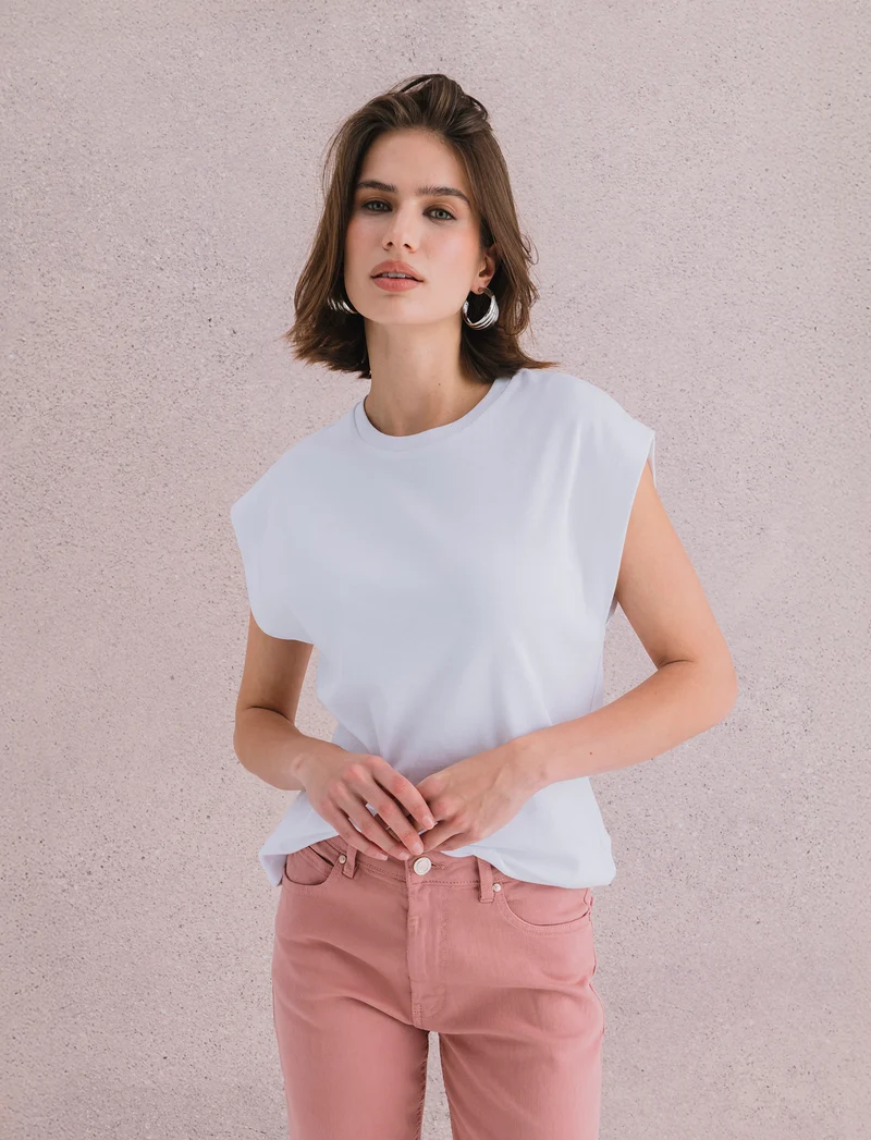 T-SHIRT A COSTE - Bianco