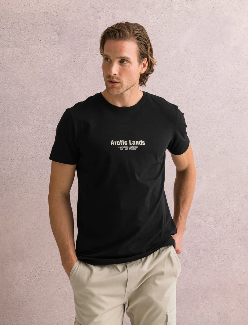 T-SHIRT IN COTONE CON STAMPA A RILIEVO - Nero