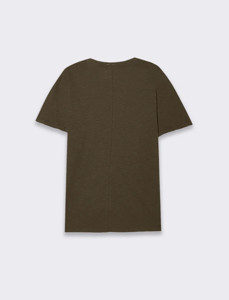 T-SHIRT COTONE SLUB LOOSE FIT - Verde kaki