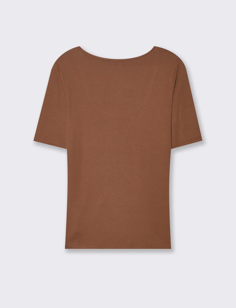 T-SHIRT CON MANICA A 3/4 - Marrone tabacco