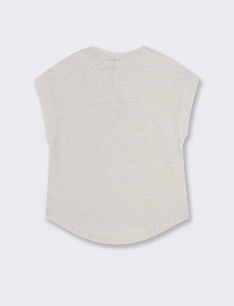 T-SHIRT CON MANICA AD ALETTA - Bianco gesso