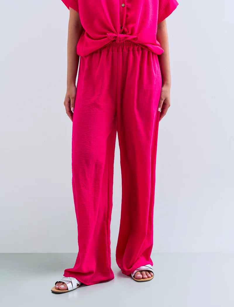 Pantalone palazzo elastico per donna - Fuxia