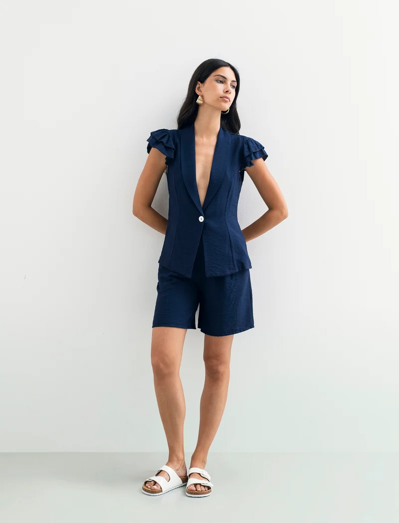 Short con passanti e pinces per donna - Blu
