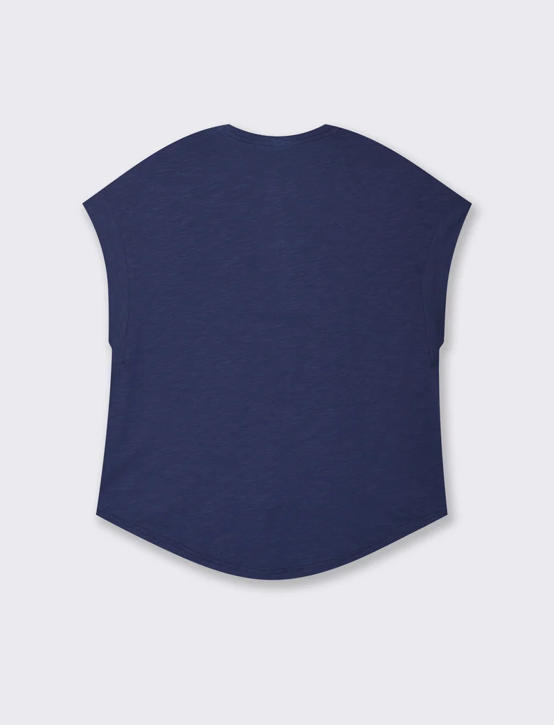 T-SHIRT CON MANICA AD ALETTA - Blu scuro