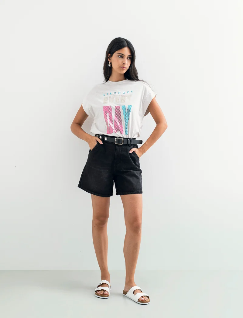 SHORT CON CINTURA - Nero