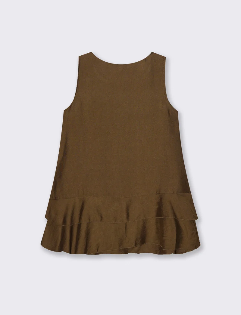 Top con balza e collana - Moro