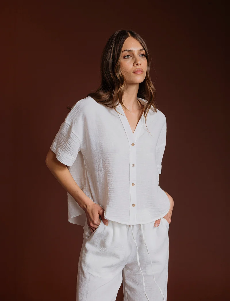 CAMICIA MANICA CORTA - Bianco latte