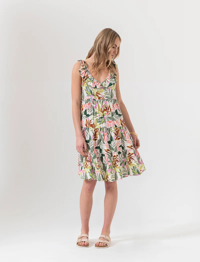 Vestito corto con rouches da donna - var 1