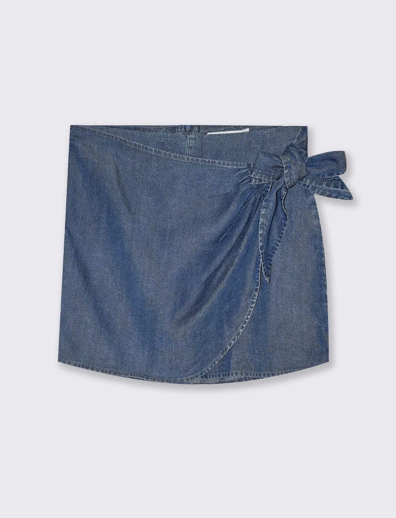 Short con fiocco da donna - DENIM SCURO