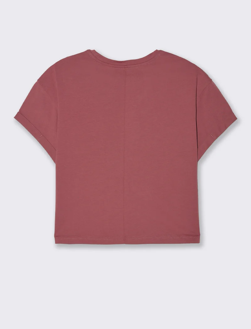 T-SHIRT CON RISVOLTO - Rosso mattone