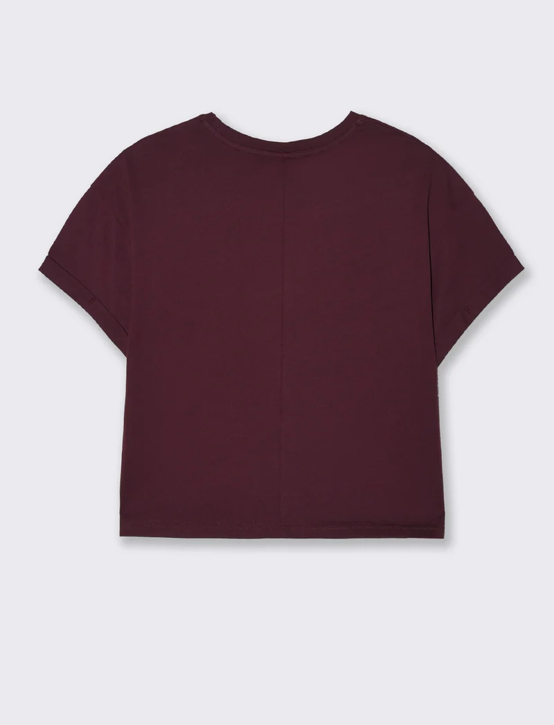 T-SHIRT CON RISVOLTO - Bordeaux