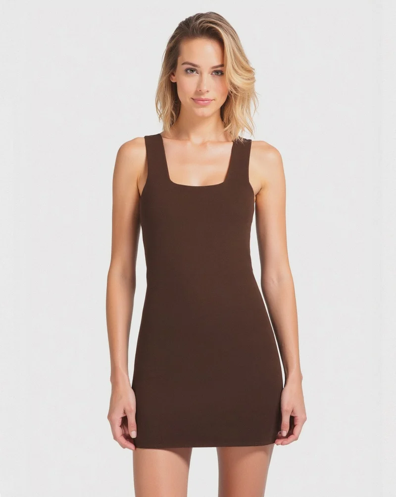 VESTITO CORTO - Marrone cioccolato
