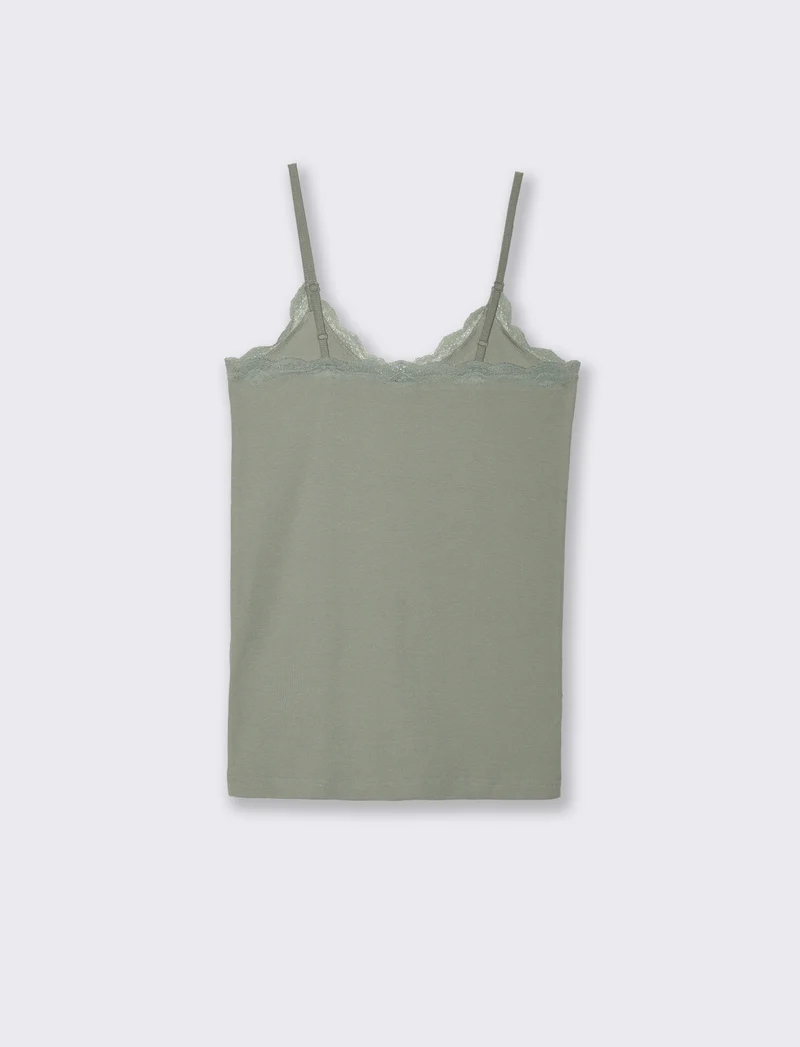 TOP CON PIZZO - Verde foresta
