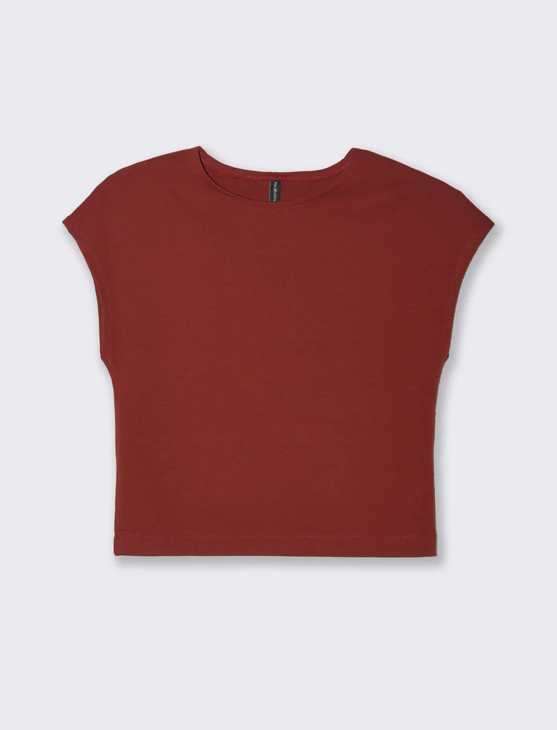 T-SHIRT CROP - Marrone bruciato