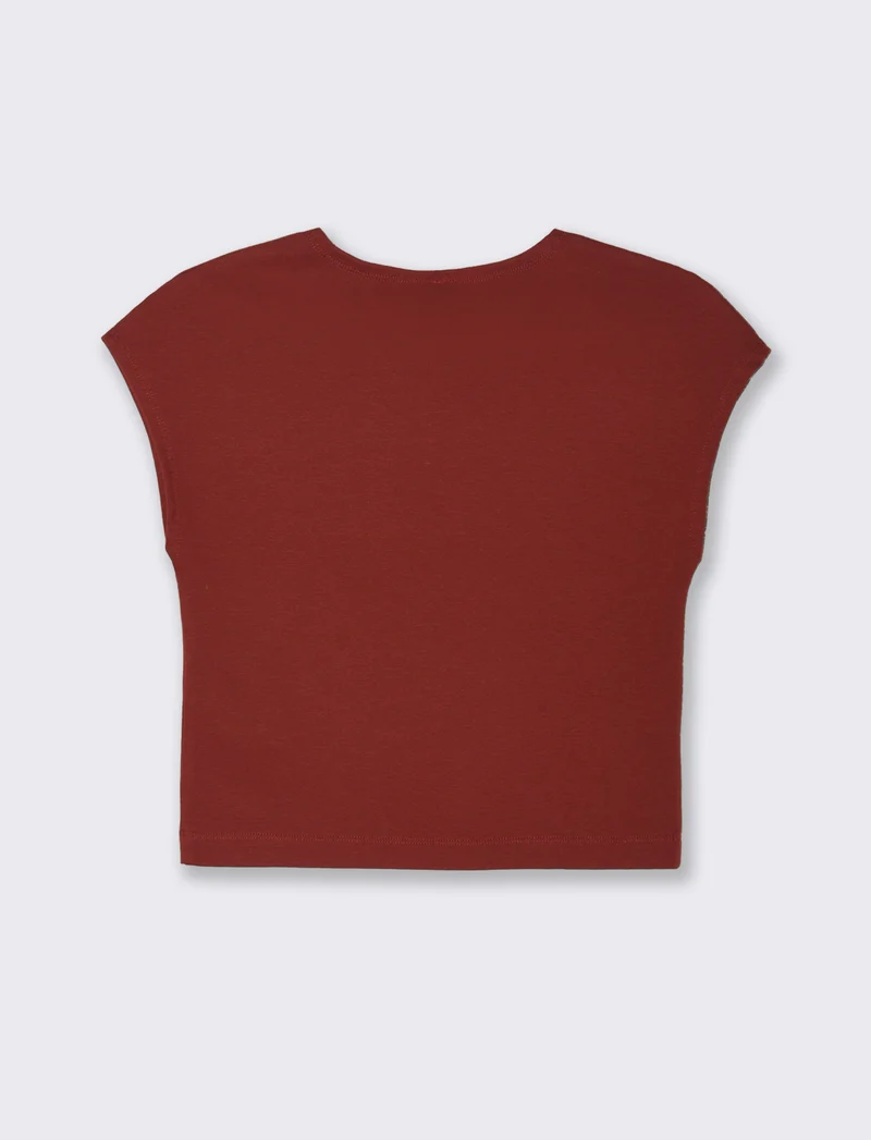 T-SHIRT CROP - Marrone bruciato