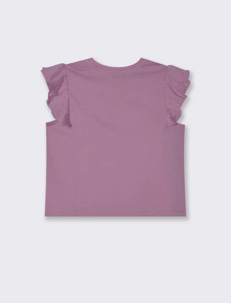 T-SHIRT CON ROUCHES - Viola malva